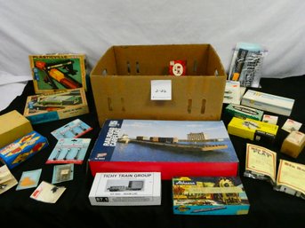 Box Lot Of HO Scale Train Parts And Accessories.