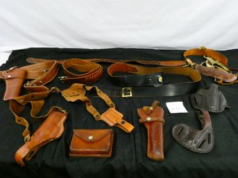 Nice Lot Of Leather Holsters And Gun Belts!