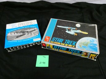 Star Trek Enterprise Model Kit And 47 Piece HO Gauge Train Pier Set!