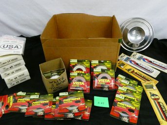 Box Lot Of Auto Trim And Decals! Multiple Colors And Sizes. Chevy Hub Cap - Measures 10.6' Across
