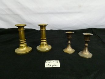 (Lot Of 2 Pairs) Brass Candlesticks - 5'H And 3.75'H