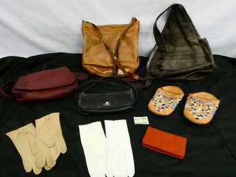 Lot Of Leather Purses And Accessories / LL Bean - Alfa (Italy) - Anton - Vintage Gloves And More!