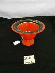 Enameled Czech Glass Fused Bowl - 6.5' Diameter X 4.5'H