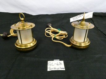 (Lot Of 2) Chase Brass & Copper Co. Miniature Brass Ships Lamps