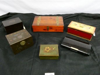 (lot Of 6) Small Vintage Boxes - Wood / Painted Metal / Plastic - GREAT Condition!
