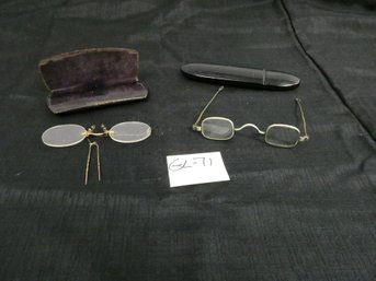 (Lot Of 2) Two Pairs Of Antique Glasses In Carrying Cases