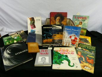 Box Lot Of Large Format Books - Childrens / Art / Railroad - Something For Everyone