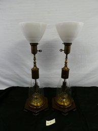 Nice Pair Of Working Vintage Lamps!  29' Tall