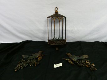 3 Piece Birds W/cage Wall Hanging Deco!  Birds 12' Long And Cage 21' X 10'