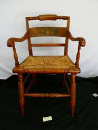 Lambert Hitchcock Wood And Rush Seat Chair With Stenciled Design!