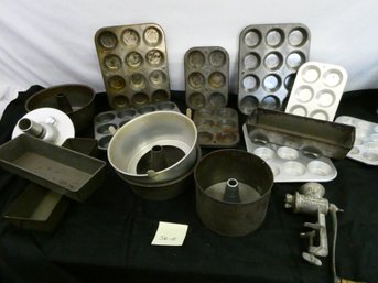 Old And New Baking Pans And Vintage Ever Ready No. 5 Food Chopper!