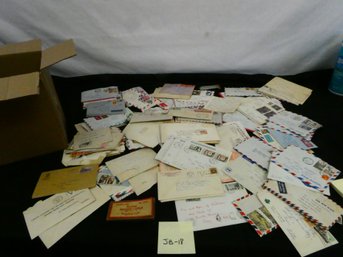 Lot Of Vintage International Airmail Envelopes With Canceled Stamps Some With Letters! Many From France