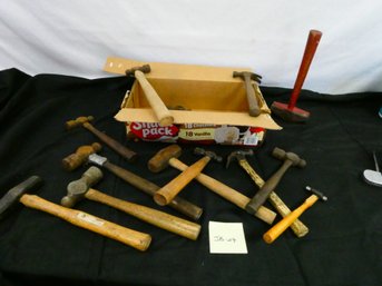 Lot Of 12 Vintage Hammers. Varying Types And Sizes! Wooden Handles - Longest Is 15'