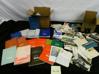 Lot Of Vintage Comet Class Yacht Racing Handbooks And Small Box Of Mailed Vintage Postcards.