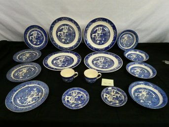 Mixed Set - Some Allertons English Blue Willow Dishes And Willow Ward By Royal China