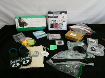 Nice Lot - Bike Kickstand And Sprocket, Nail Lamp, Child Shoes, And More. All Items Appear New.