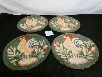 Great Lot Of 4 Cape Guild Hand Hooked Rugs! 15.6 Inch Round.