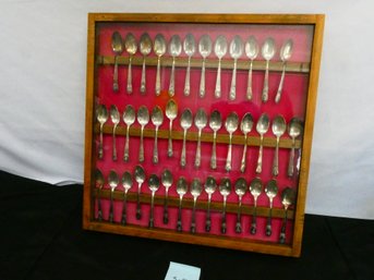 Very Nice Presidential Spoon Collection In Display Case!  22.5 X 22.5