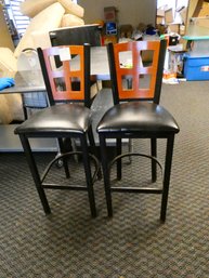 (Lot Of 4) Metal Counter Stools - Only 2 Pictured - Commercial Grade Welded Steel - 30' Seat Height / 44'H