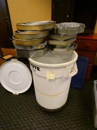 Lot Of Aluminum Cake Pan Sets - Different Shapes - 40 Or More Pans - Complete With Heavy Duty Can On Dolly