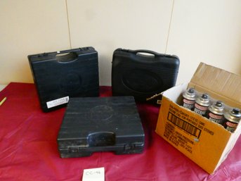 (Lot Of 3) Portable Gas Ranges In Carry Cases With Butane Refills - Almost Unused Condition!