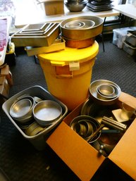 Rolling Can And Tub Lot Of Cake Pans - Heavy Duty Cookware And Other Kitchen Items