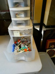 (lot Of 2) Storage Units - 5 Drawers / Hot Glue Guns - Decorating And Candy Supplies - Pens (untested)