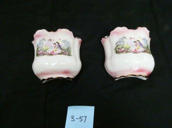 Pair Of 2 Porcelain Hanging Decorations. Made In England - Approx. 7 X 7