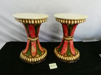 Set Of 2 Plaster Side Tables! 19.5 Tall X 13.5 Across