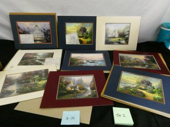 (Lot Of 9) Matted Thomas Kinkade Prints - Several Still Sealed - 14'x11' Overall (Image Size Varies)