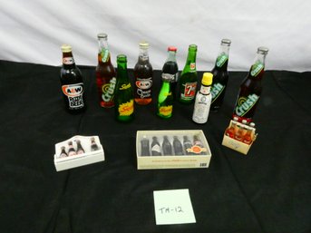 Nice Lot Of Vintage Soda Bottles (Some With Contents) And Miniatures