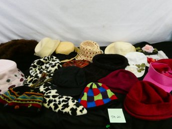 Another Larger Lot Of Ladies Hats - Many Appear Unworn! Some Cooler Weather Hats Included Here