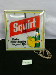 Vintage Illuminated Squirt Soda Sign - Clock Works - Needs New Light - 15' X 15'