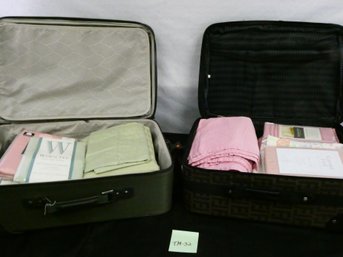 Two Suitcase Lot Of Bedroom Linens (Some In Original Packages)