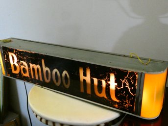 Vintage Bamboo Hut Lightup Sign From The San Francisco Bay Area / 25' 6' X 4'D