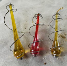 Glass Ornaments With Metal Spirals