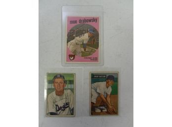 Lot Of 3 1950s Vintage Baseball Cards