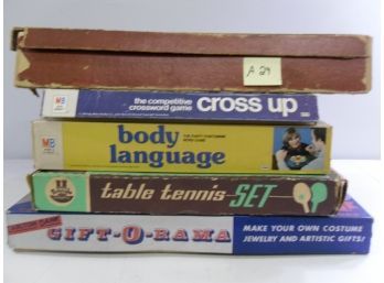 Vintage Board Games: Spalding's Table Tennis, Cross Up, Body Language, Table Tennis, Gift-o-rama,