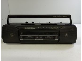 GE AM-FM Stereo Radio Dual Cassette Recorder With Removable Cord