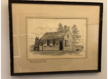 Print Of Nathan Hale Schoolhouse By Norman Rines And Dated 1957