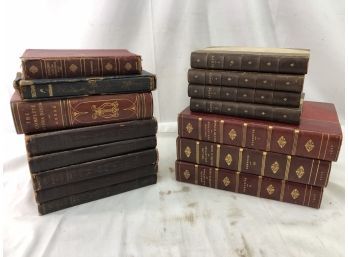 (Lot Of 15) Assorted Books With Full / Three-quarter / Half Leather Bindings