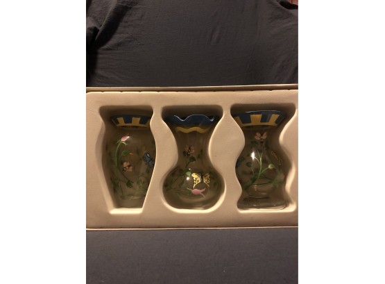 Lenox Butterfly Meadow Hand Painted Crystal Vases