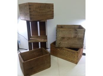 Lot Of 5 Assorted Vintage Wooden Crates #2
