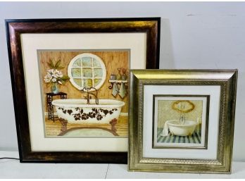 Pair Of Bathroom Prints / One Signed C. Winterle - Possible Watercolor