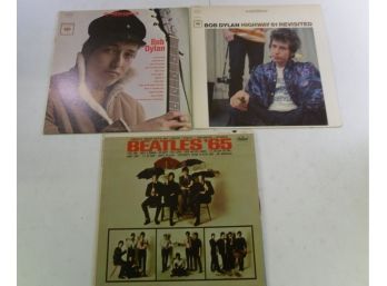 Vinyl Records 33Lp Lot Of 3 -- Bob Dylan And The Beatles