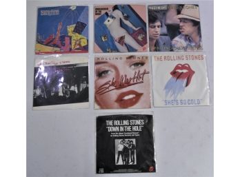Lot Of 7 Sleeved Vinyl Records, 45s 'the Rolling Stones'