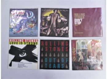 Lot Of 6 Sleeved Vinyl Records, 45s 'the Rolling Stones'