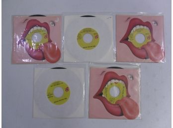 Lot Of 5 Sleeved Vinyl Records, 45s 'the Rolling Stones'
