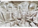 Set Of 7 Crystal Wine Glasses With Beautiful Etched Design