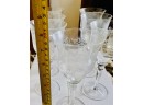 Set Of 7 Crystal Wine Glasses With Beautiful Etched Design